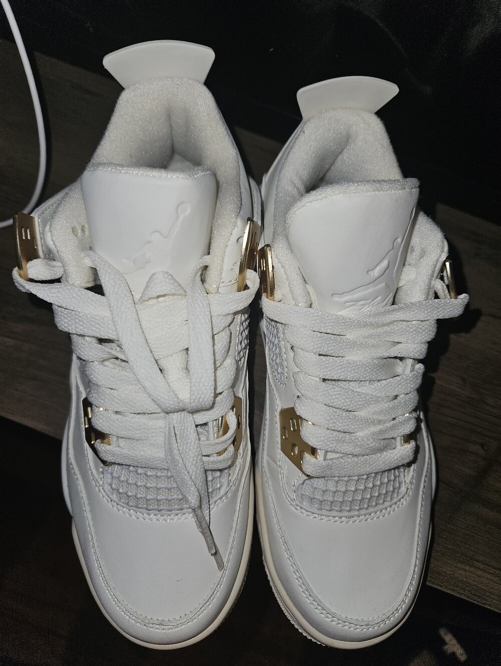 Jordan Women's White and Gold Sneakers - Picture 8 of 12